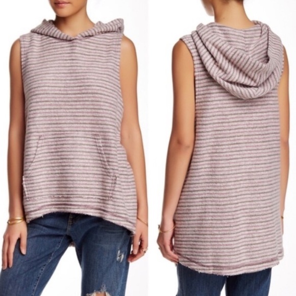 Free People Pullover Purple Striped Hoodie - Picture 1 of 5